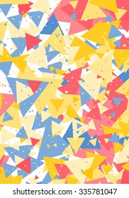 Geometric pattern with triangles. Happy colorful background with triangles and dots. Vector illustration.