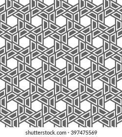 The geometric pattern with triangles, hexagons. Seamless vector background. Black and white texture.