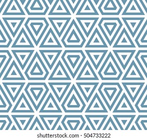 The geometric pattern with triangles. Seamless vector background. Blue and white texture. Graphic modern pattern.