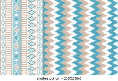 patrón geométrico. Arte tribal Ikat Ogee en los tradicionales colores azules clásicos. basado en el estilo de tela ikat. Ilustración vectorial.