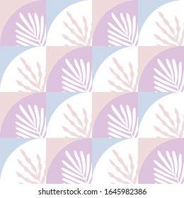 geometric pattern with tropical leaves seamless background vector illustration