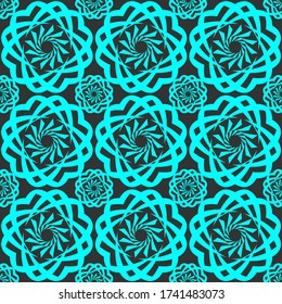 geometric pattern, turquoise pattern with circles on a gray background