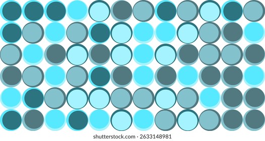 Geometric pattern with turquoise, teal, and light blue circles arranged in a seamless design on a white background.