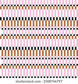 Geometric pattern using squares in pink, brown and black colors