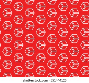 geometric pattern of various cube. vector illustration. red color