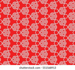 geometric pattern of various cube. vector illustration. red color