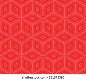 geometric pattern of various cube. vector illustration. red color