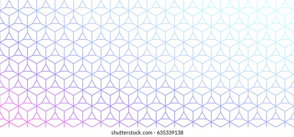 Geometric pattern. Vector abstract background. Modern texture. Cyan, blue, pink colors. Neutral pastel color fond. Necker cube. Isometric. Triangle. Polygonal backdrop.