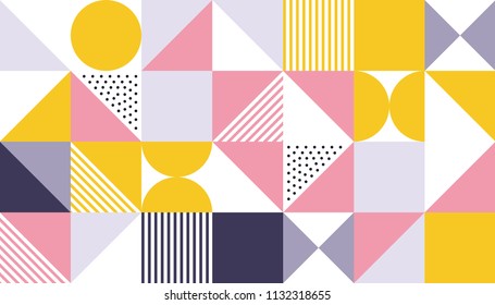 Geometric pattern vector background design of vector Scandinavian abstract color or Swiss geometry prints with rectangles, squares and circles