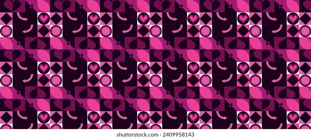 Geometric pattern vector background with Scandinavian abstract color or Swiss geometry prints of rectangles, squares and circles shape design