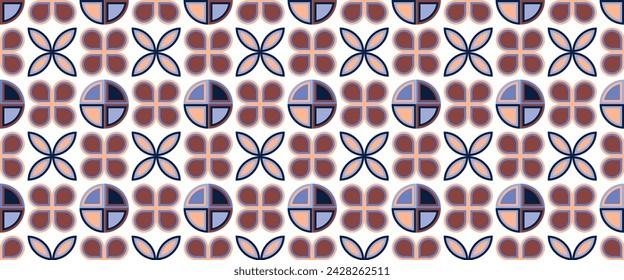 Geometric pattern vector background with Scandinavian abstract color or Swiss geometry prints of rectangles, squares and circles shape design
