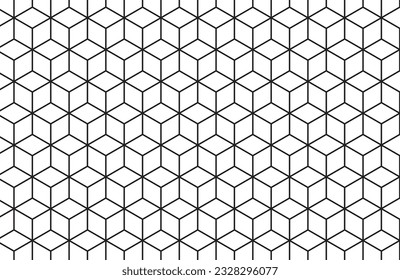 geometric pattern vector black and white, Cubic hexagon texture