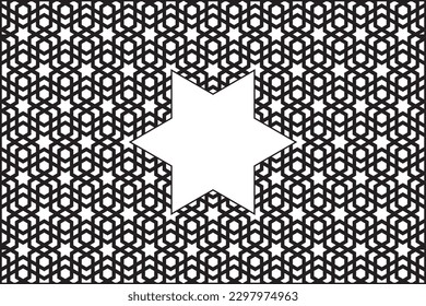 Geometric of pattern vector. Design of arabic style black on white background. Design print for illustration, texture, card, wallpaper, background. Set 8