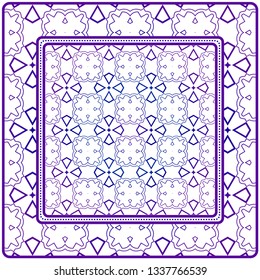 Geometric Pattern. Vector Illustration. For Fabric, Textile, Bandana, Scarg, Print. Purple gradient color.