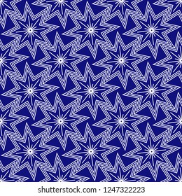 Geometric pattern. Vector illustration. Seamless pattern of white octagons on the navy blue background.