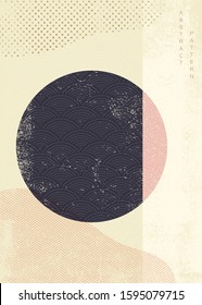 Geometric pattern vector with Japanese wave pattern. Abstract layout and poster design.