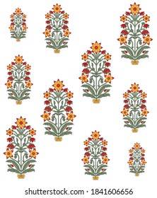 Geometric Pattern vector paisley pattern on Mughal floral motif