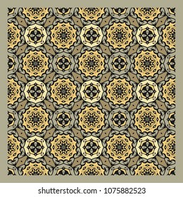 geometric pattern, vector seamless from abstract forms in brown. beige and yellow, endless texture for printing onto fabric, web page background, paper, invitation
