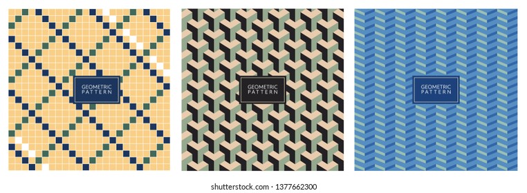 Geometric pattern vector. Square background. Japanese template. Blue concept style.