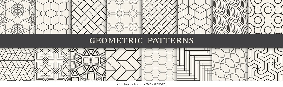 Geometrisches Muster Vintage Art Set. Schwarz-Weiß einfache minimale Muster gesetzt.