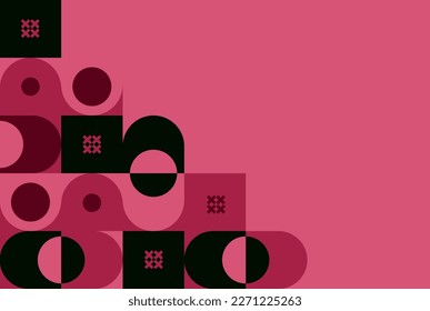 Geometric pattern in Viva Magenta color. Color of the year 2023. Minimalistic geometric background.