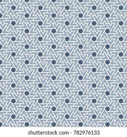 Geometric pattern with v-shapes swirling around hexagons