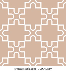 Geometric pattern for wallpapers. Beige seamless background with white elements. Vector illustration