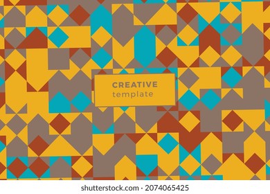 Geometric pattern with warm retro color palette in abstract background. Vintage vector illustration easy to edit and customize. Eps10