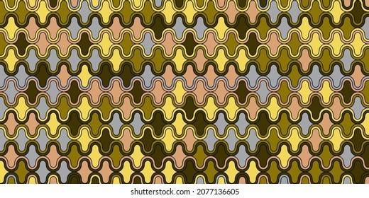 Geometric pattern with wave curve lines dark background retro style