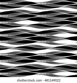 The geometric pattern the waves. Seamless vector background. Black and white texture