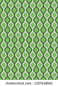 Geometric pattern with wavy lines and pointed ovals. Shades of green on a grey background.Background for Wallpaper, postcard,paper,fabric, web page. Bright colors. Template to use. 