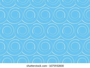 The geometric pattern with wavy lines, points. Seamless vector background. White and blue texture. Simple lattice graphic design