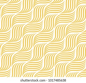 The geometric pattern with wavy lines. Seamless vector background. Gold and white texture.
