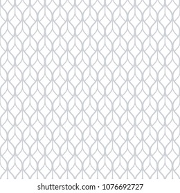 The geometric pattern with wavy lines. Seamless vector background. White and grey texture. Simple lattice graphic design.