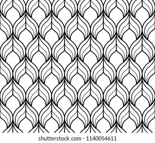 The geometric pattern with wavy lines. Seamless vector background. White and black texture. Simple lattice graphic design