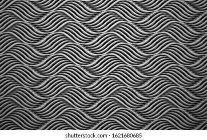 The geometric pattern with wavy lines. Seamless vector background. Black texture. Simple lattice graphic design