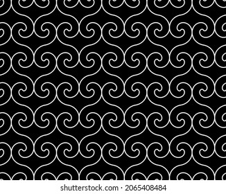 The geometric pattern with wavy lines. Seamless vector background. White and black texture. Simple lattice graphic design