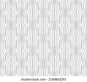 The geometric pattern with wavy lines. Seamless vector background. White and gray texture. Simple lattice graphic design.