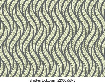The geometric pattern with wavy lines. Seamless vector background. Beige and gray texture. Simple lattice graphic design