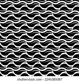 The geometric pattern with wavy lines. Seamless vector background. White and black texture. Simple lattice graphic design