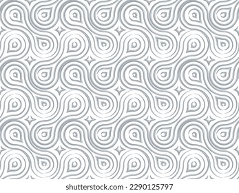 The geometric pattern with wavy lines. Seamless vector background. White and gray texture. Simple lattice graphic design.
