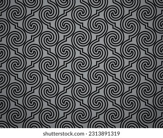 The geometric pattern with wavy lines. Seamless vector background. Black and gray texture. Simple lattice graphic design