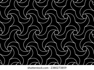 The geometric pattern with wavy lines. Seamless vector background. White and black texture. Simple lattice graphic design