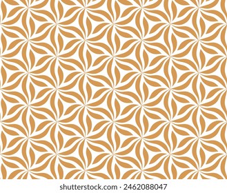 The geometric pattern with wavy lines. Seamless vector background. White and golden texture. Simple lattice graphic design