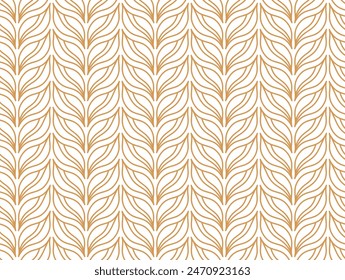 The geometric pattern with wavy lines. Seamless vector background. White and golden texture. Simple lattice graphic design