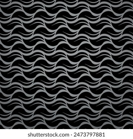 The geometric pattern with wavy lines. Seamless vector background. Gray and black texture. Simple lattice graphic design