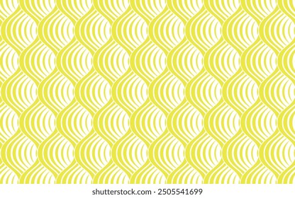 The geometric pattern with wavy lines. Seamless vector background. White and yellow texture. Simple lattice graphic design