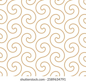 The geometric pattern with wavy lines. Seamless vector background. White and golden texture. Simple lattice graphic design