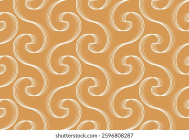 The geometric pattern with wavy lines. Seamless vector background. White and golden texture. Simple lattice graphic design
