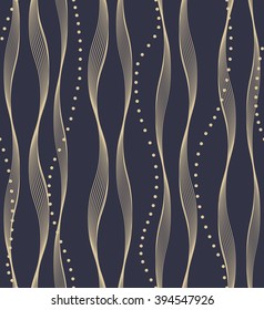 The geometric pattern with wavy stripes. Seamless vector background. Dark blue texture.